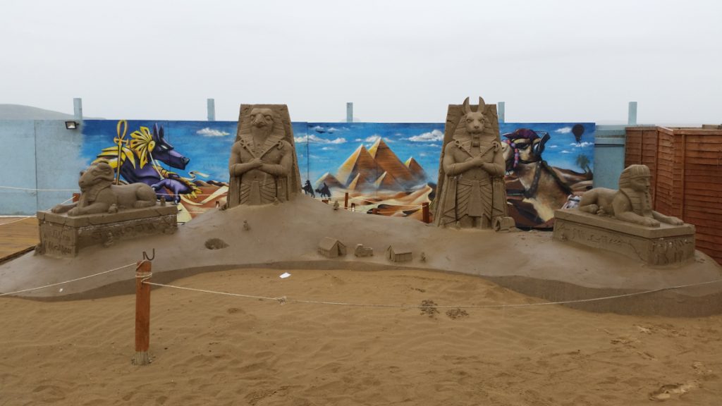 The Archaeologist composition at Weston-Super-Mare Sand Sculpture Festival
